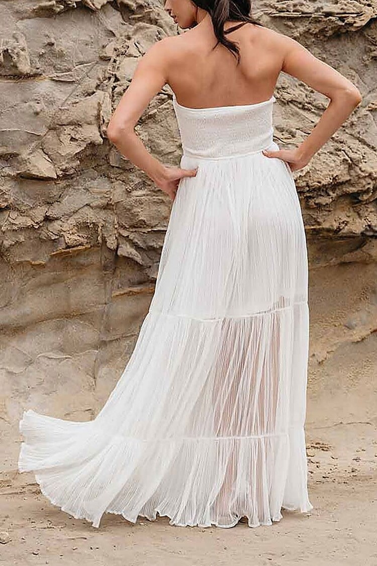 Strapless Keyhole Flowy Maxi Dress