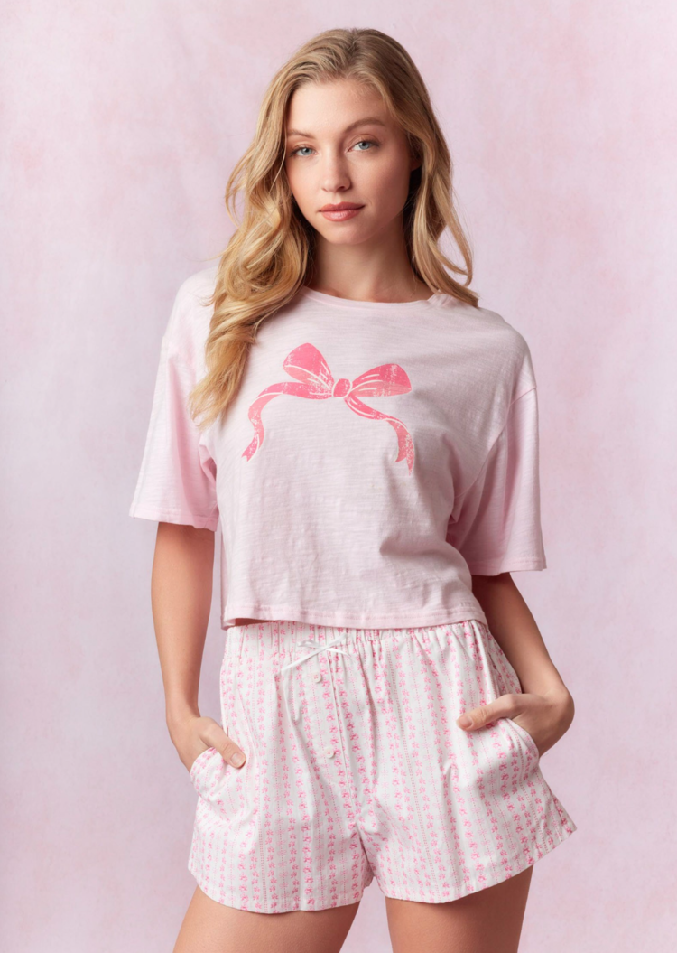 Bow Printed Crop Top