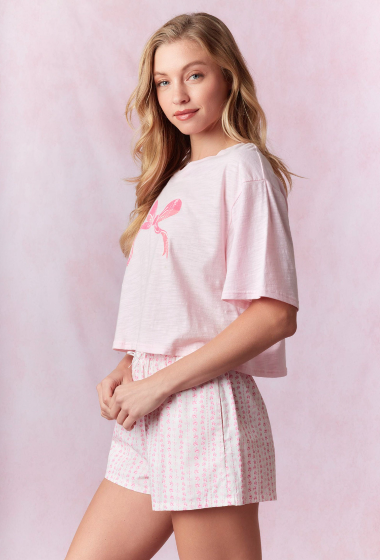 Bow Printed Crop Top