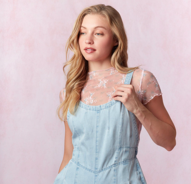 Sheer Floral Print Crop Top