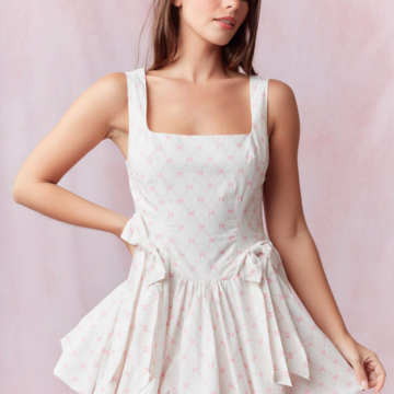 Front Bow Detail Bubble Mini Dress