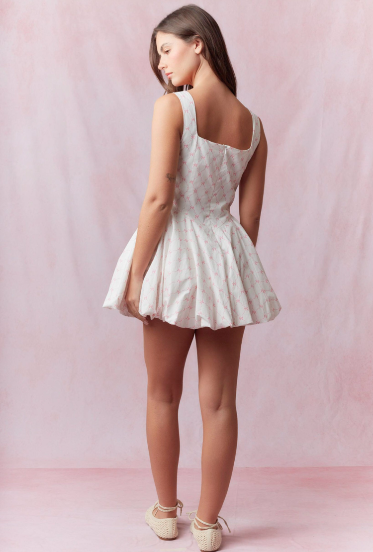 Front Bow Detail Bubble Mini Dress