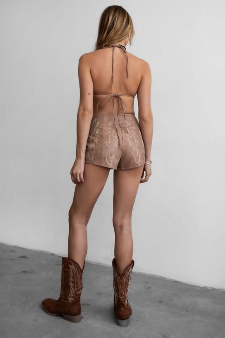 2-Piece Embroidered Western Short Set