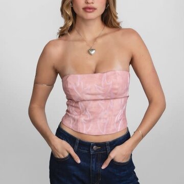 Vegan Leather Embroidered Corset