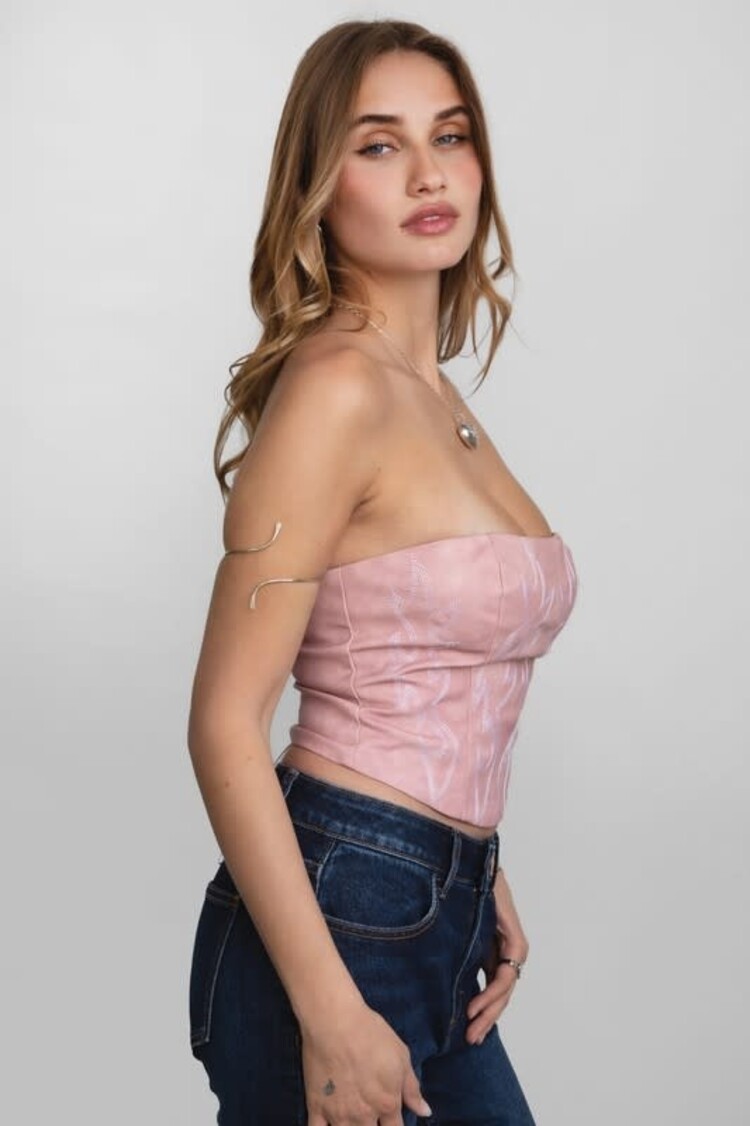 Vegan Leather Embroidered Corset