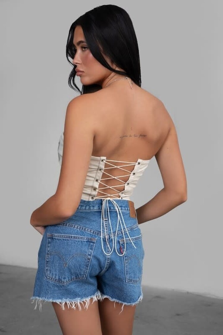 Vegan Leather Embroidered Corset