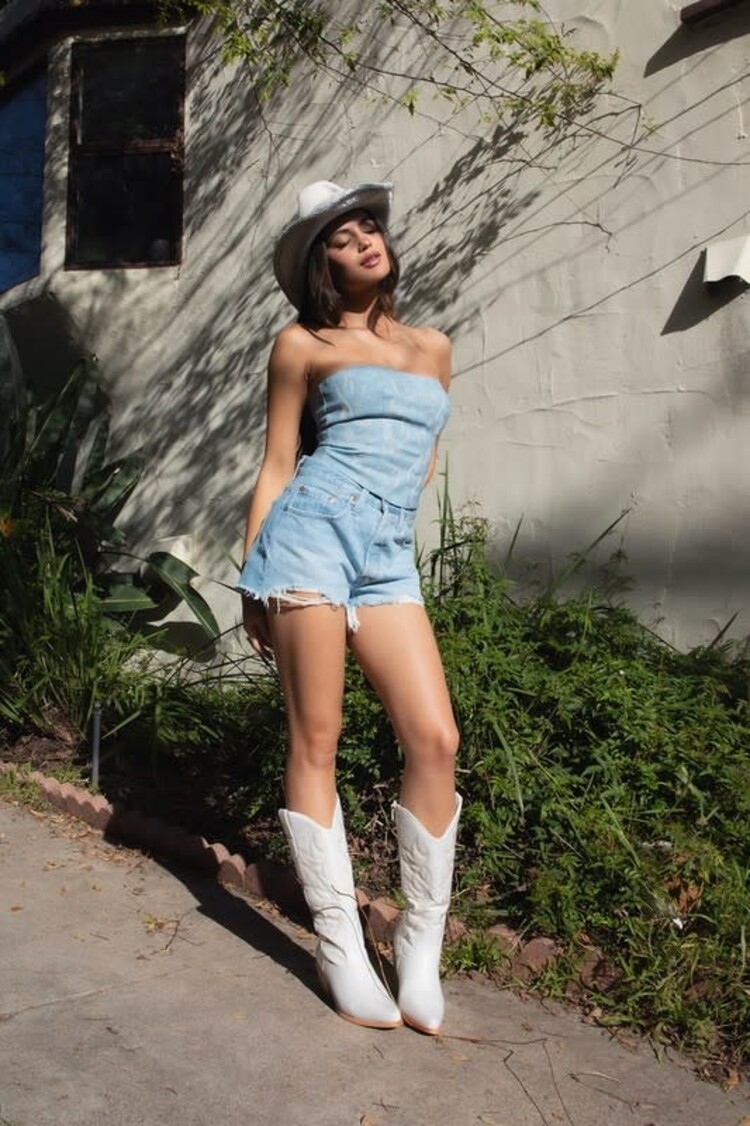 Vegan Leather Embroidered Corset