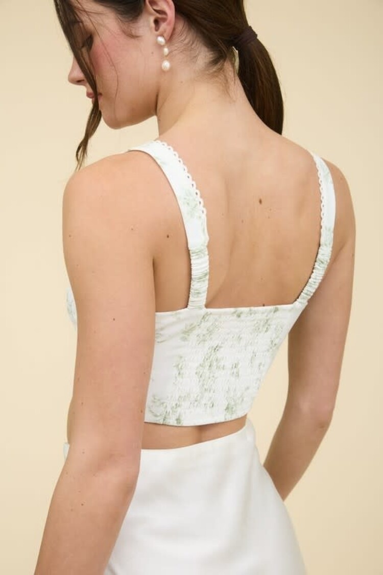 Floral Front Hook & Eye Crop Top