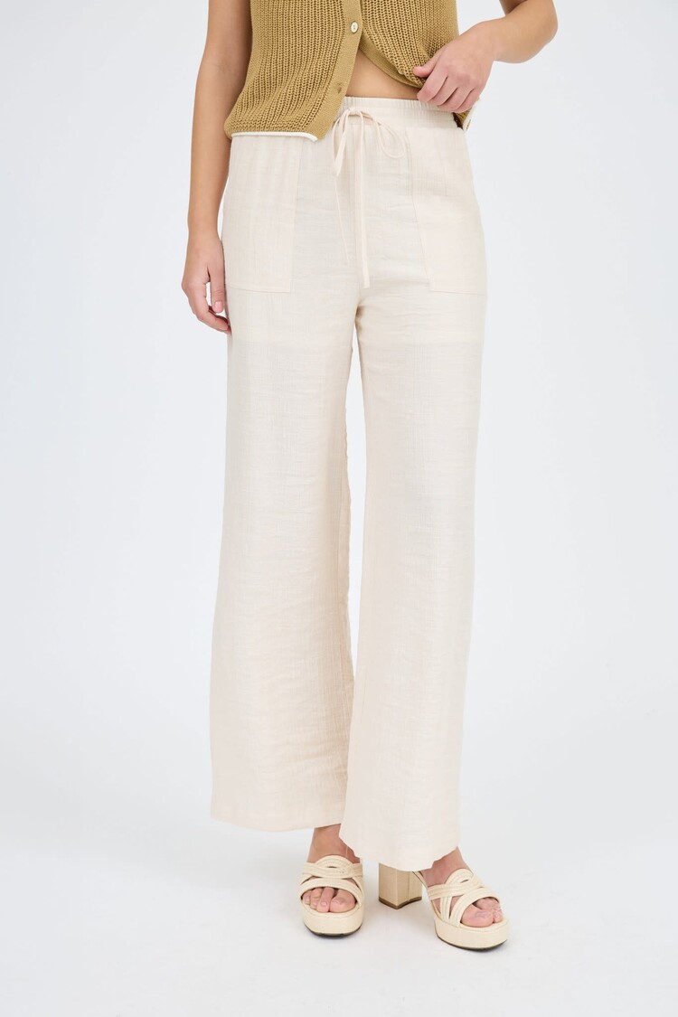 High Waist Drawstring Wide Leg Pants
