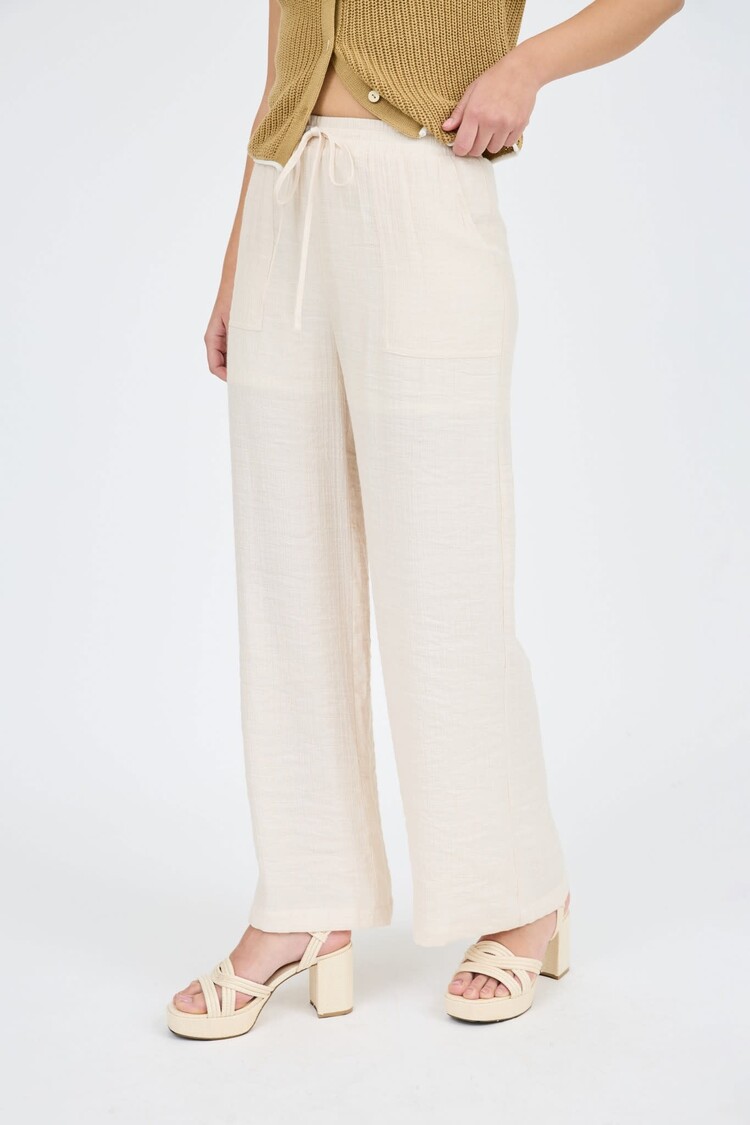 High Waist Drawstring Wide Leg Pants