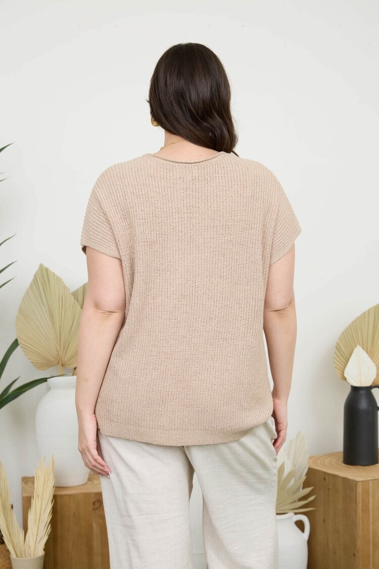 Split Neck Short Sleeve Top