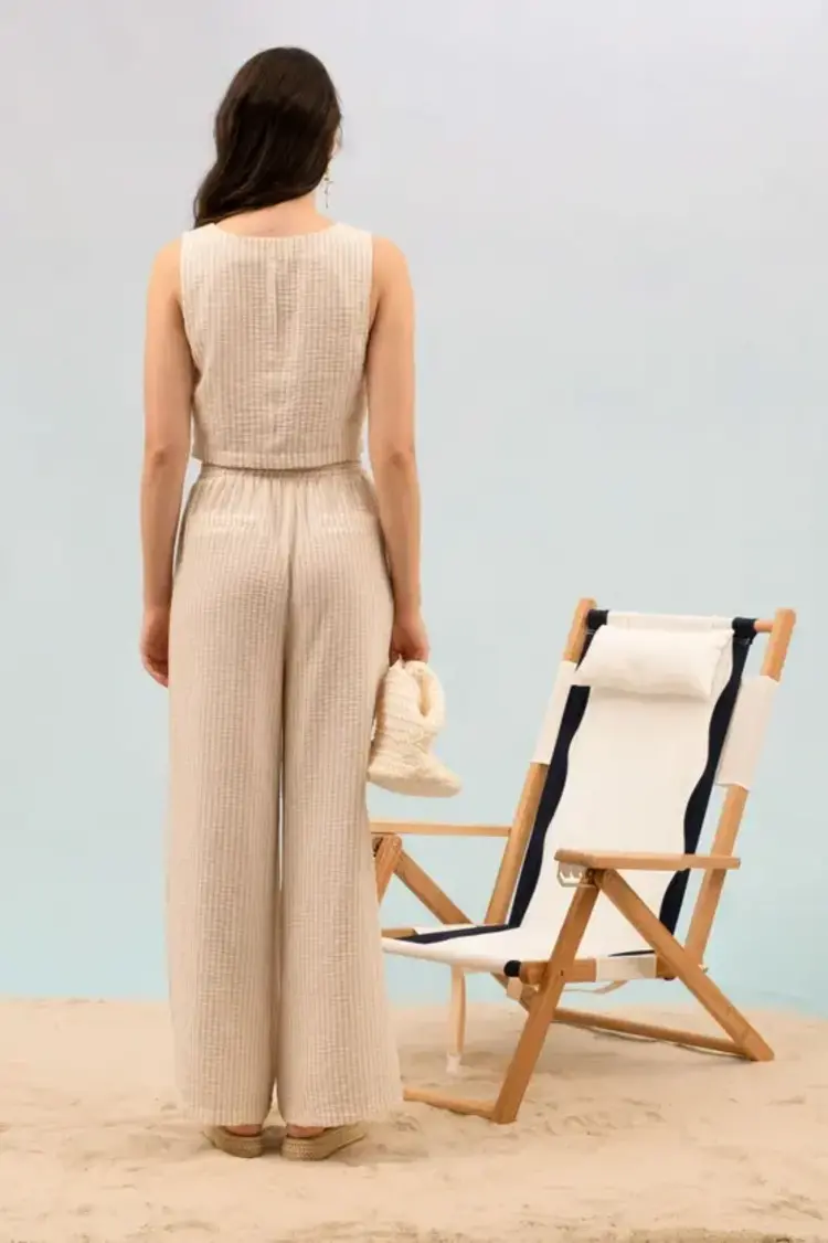 2-Piece Stripe Knit Vest/Wide Leg Pant Set