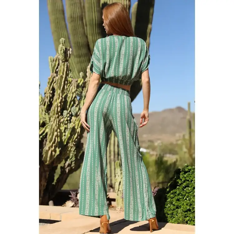 Wide Leg Pant w/Waist Tie Detail