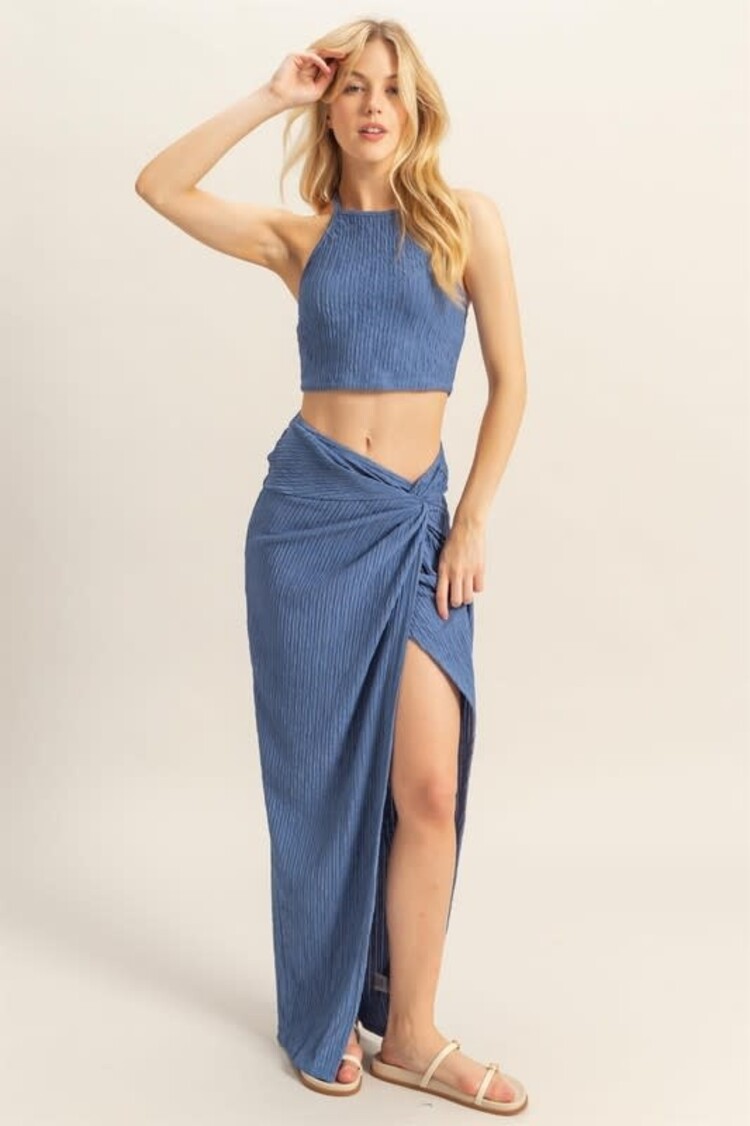 2-Piece Halter Top/Knotted Skirt Set