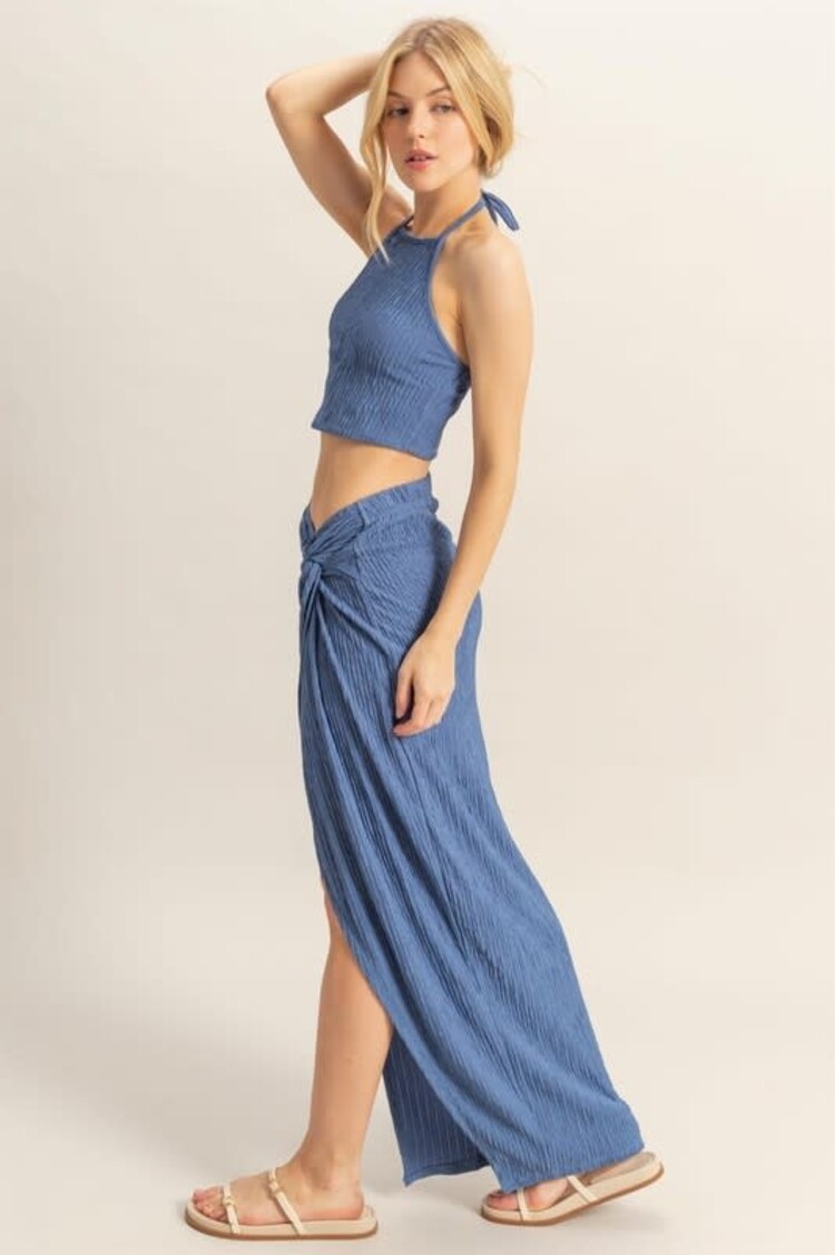 2-Piece Halter Top/Knotted Skirt Set