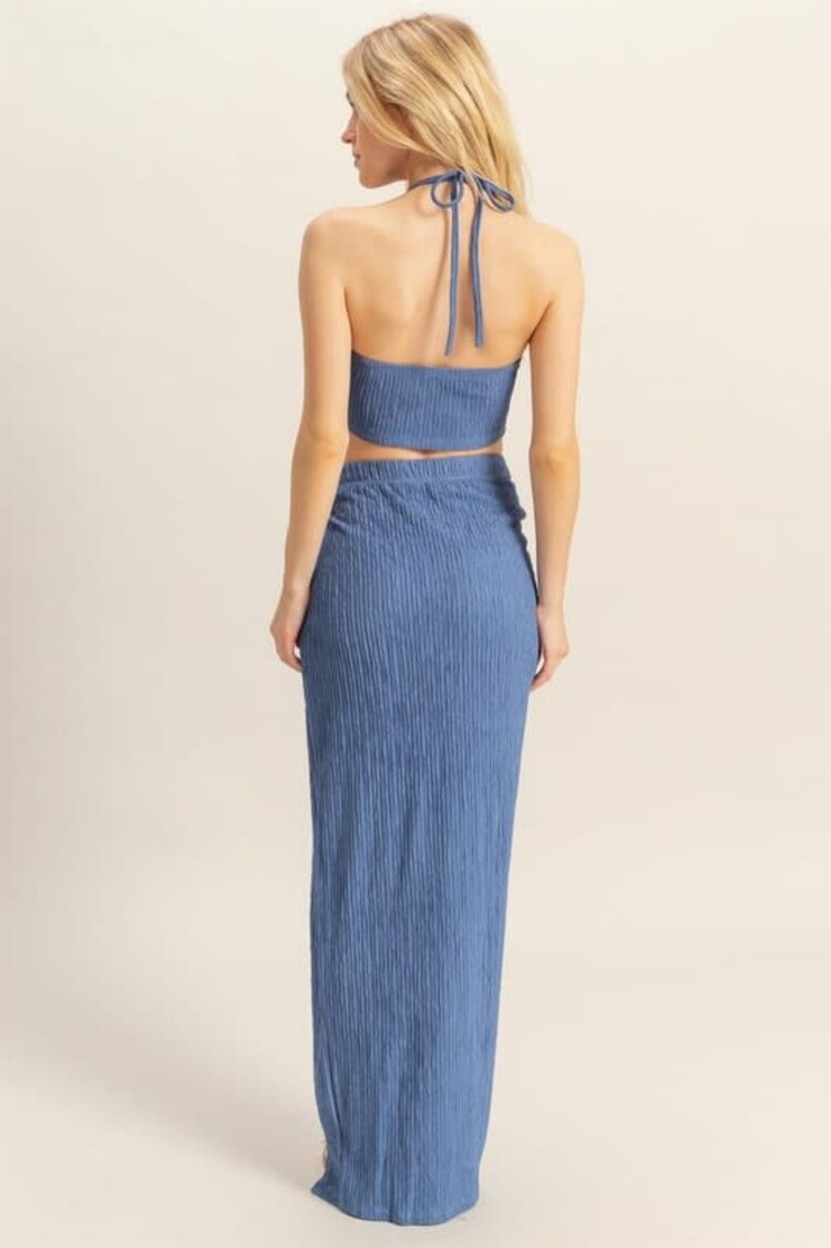 2-Piece Halter Top/Knotted Skirt Set