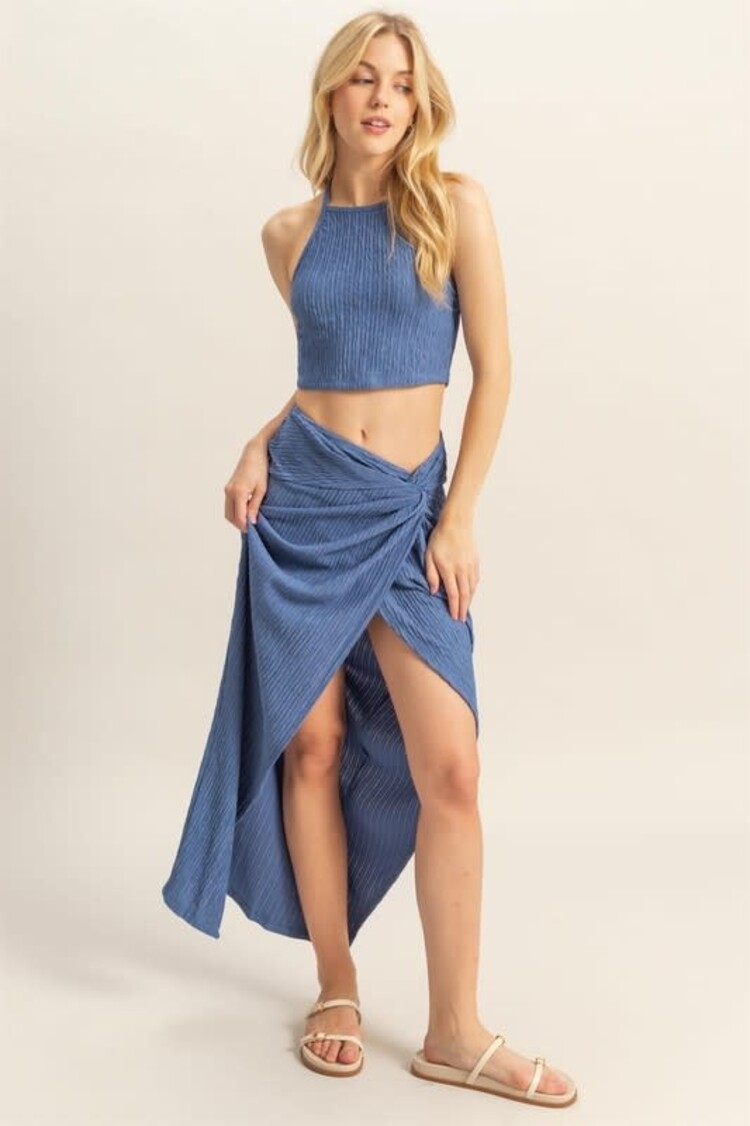 2-Piece Halter Top/Knotted Skirt Set