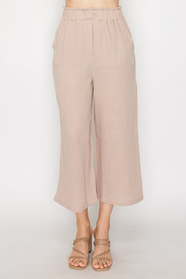 Gauze Elastic Soft Capri Pants