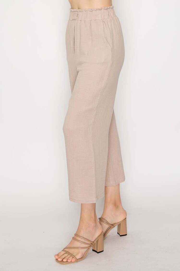 Gauze Elastic Soft Capri Pants