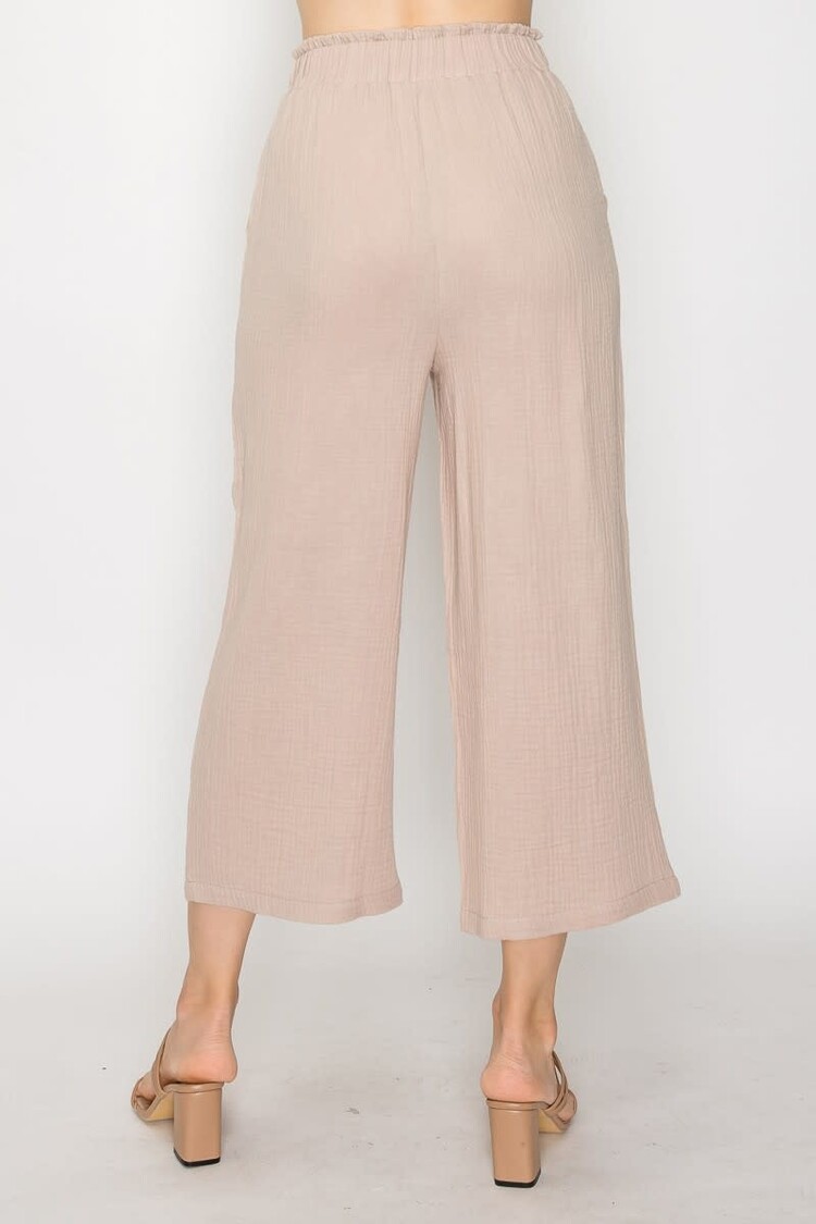 Gauze Elastic Soft Capri Pants