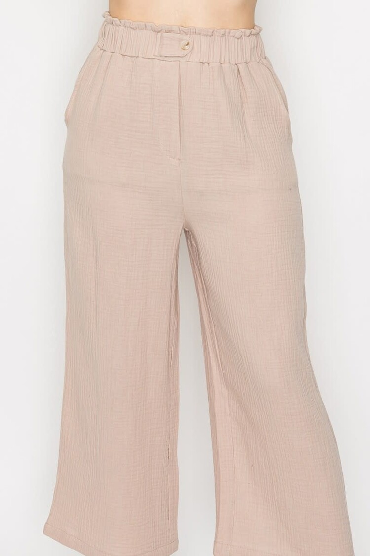Gauze Elastic Soft Capri Pants