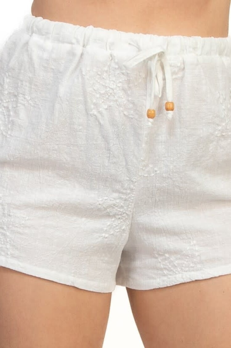 Embroidered Shorts w/Drawstring