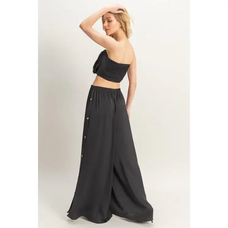 2-Pc Strapless Top/Button Detail Pant Set