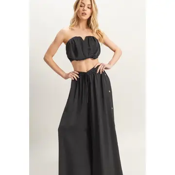 2-Pc Strapless Top/Button Detail Pant Set