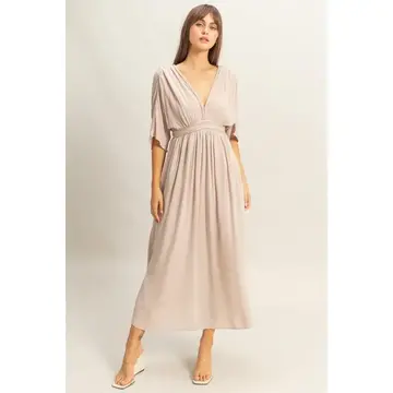 Plunging V-Neck Godess Maxi Dress