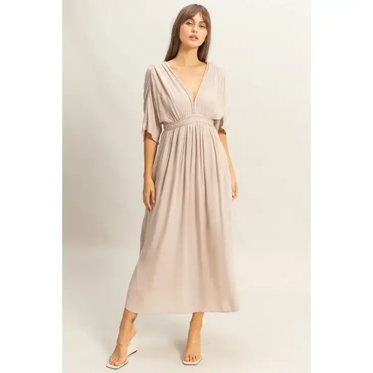 Plunging V-Neck Godess Maxi Dress