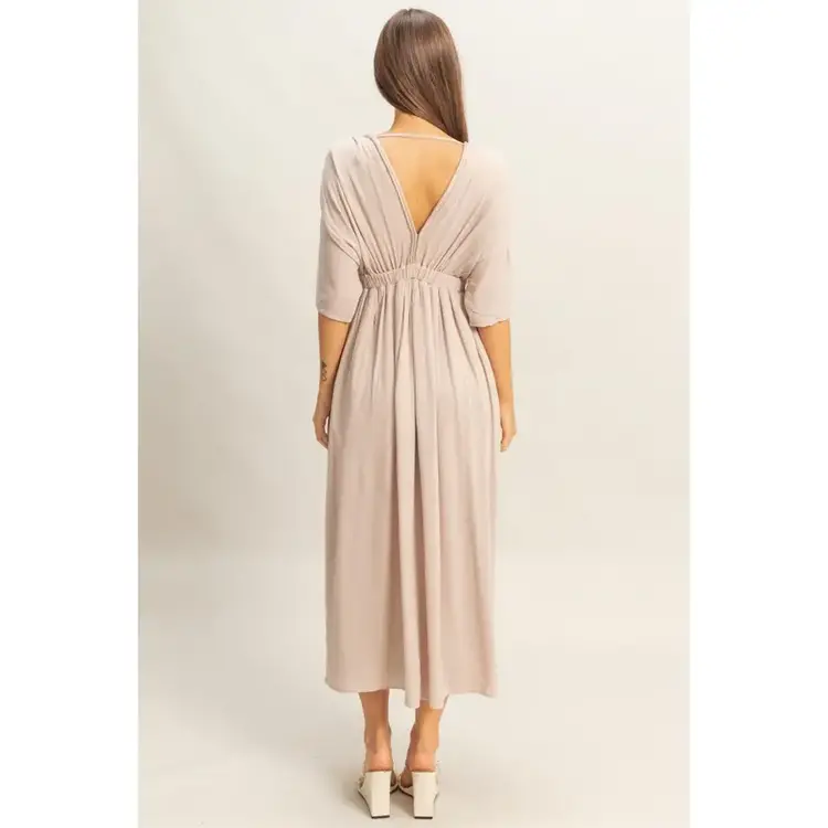 Plunging V-Neck Godess Maxi Dress