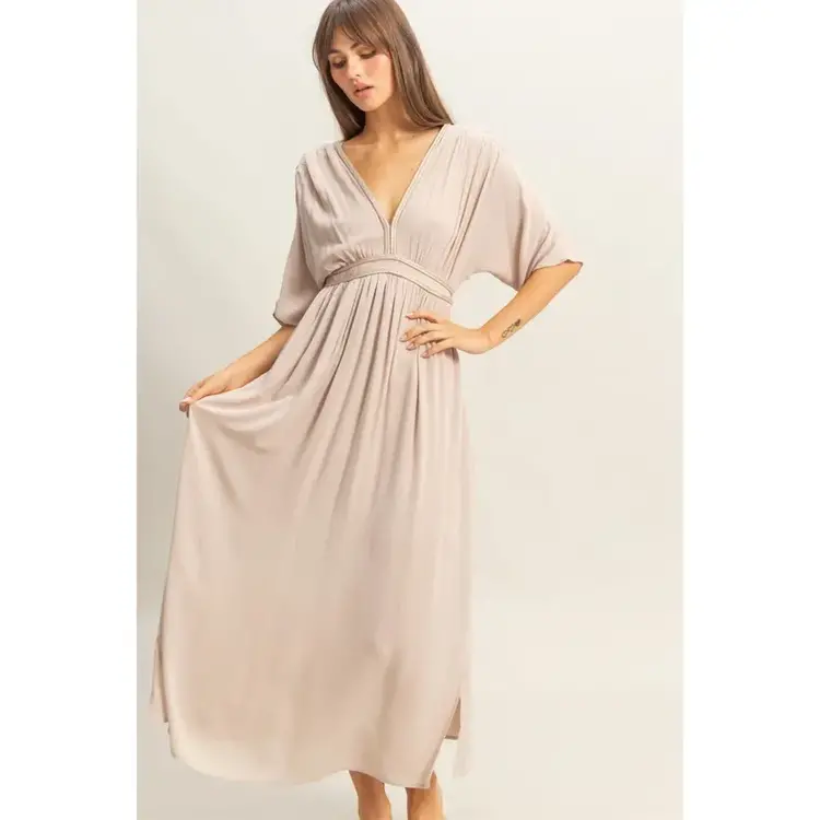 Plunging V-Neck Godess Maxi Dress