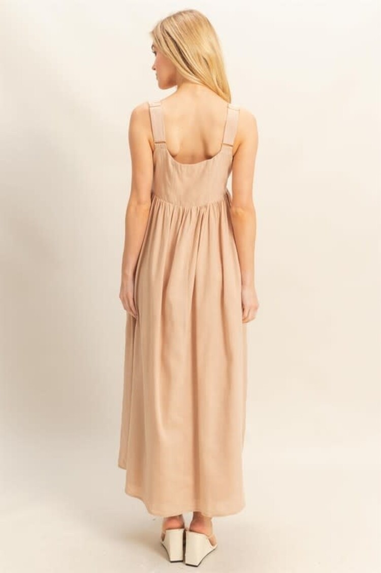 Square Neck Fit And Flare Midi Dress