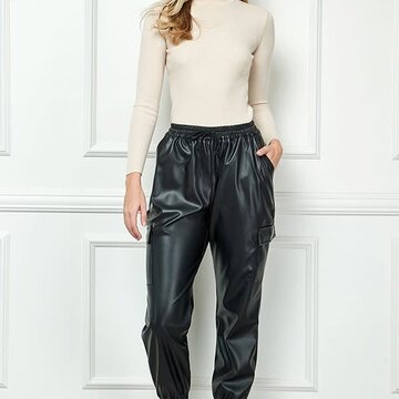 Faux Leather Cargo Pants