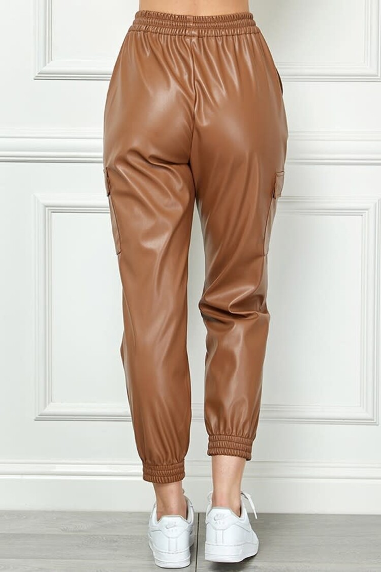 Faux Leather Cargo Pants