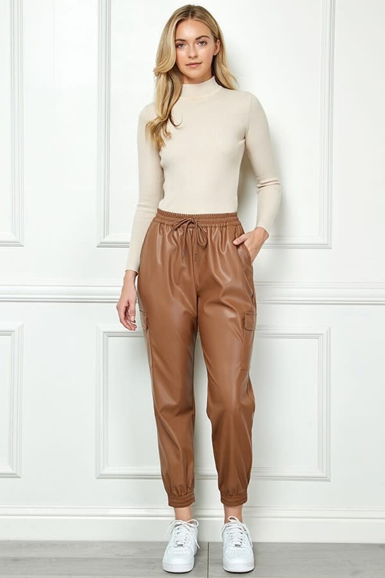 Faux Leather Cargo Pants