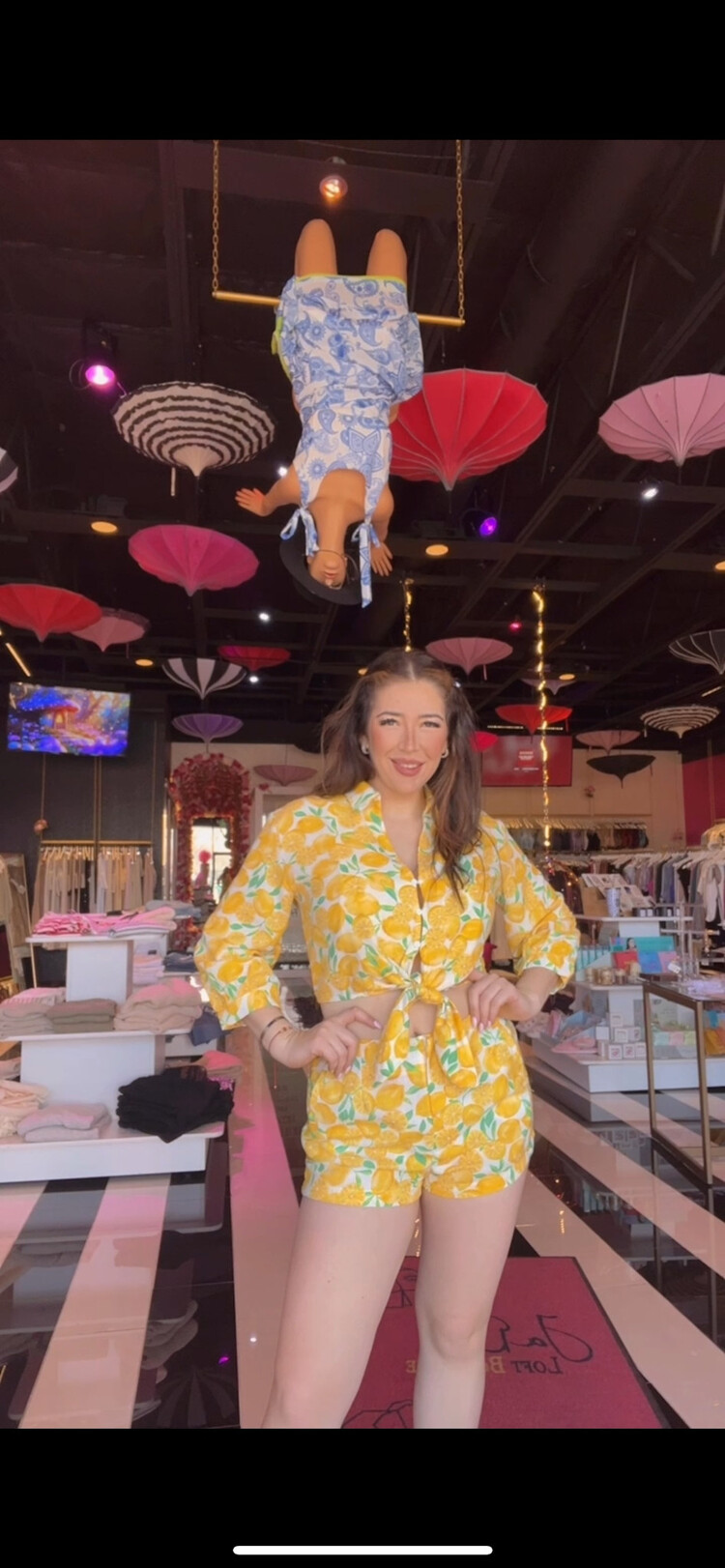 High Waist Shorts w/Fruit Design