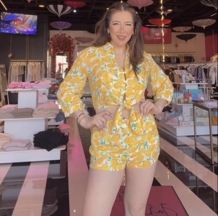 High Waist Shorts w/Fruit Design