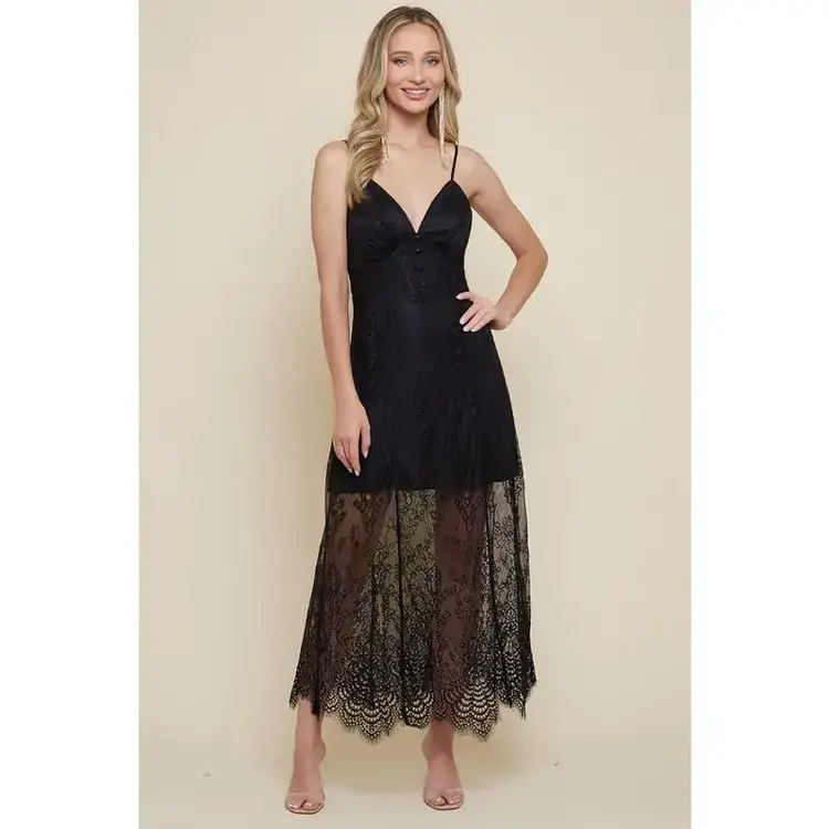 Maniju Crochet Eyelash Bottom Detail Gown