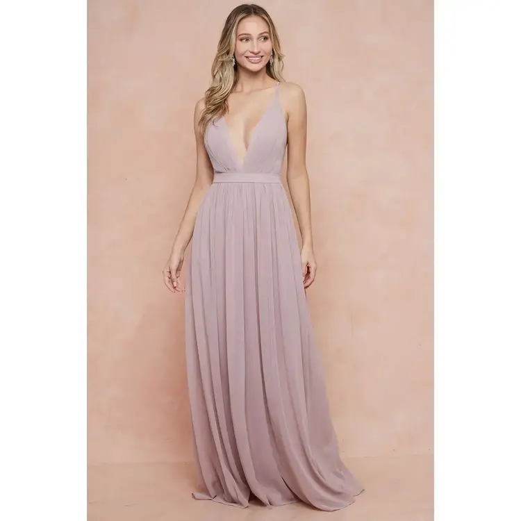 Maniju Criss Cross Chiffon Maxi Dress,