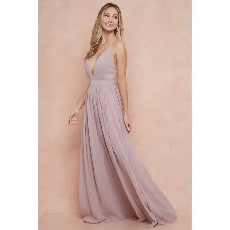 Maniju Criss Cross Chiffon Maxi Dress,