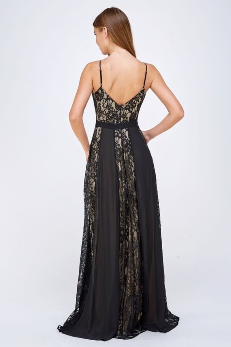 Maniju Chiffon and Lace Maxi Gown