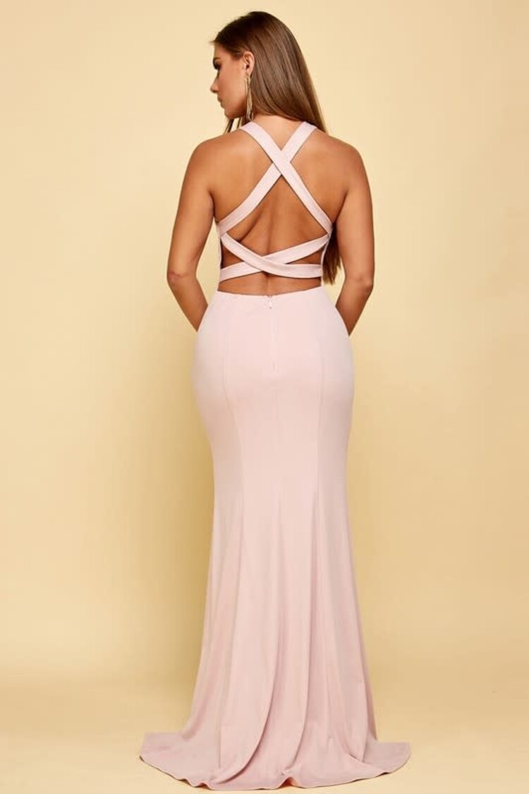 Maniju Criss Cross Cut Out Maxi Dress