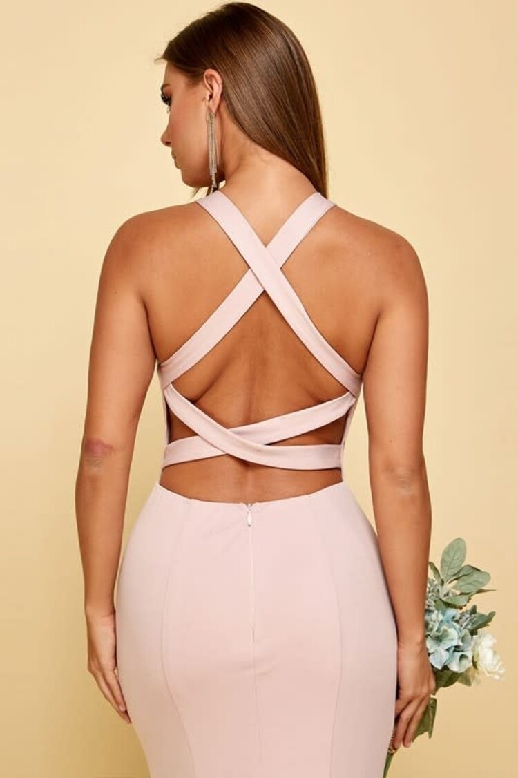 Maniju Criss Cross Cut Out Maxi Dress