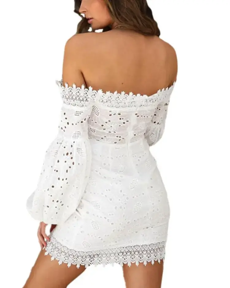 Off Shoulder Lace Up Mini Dress