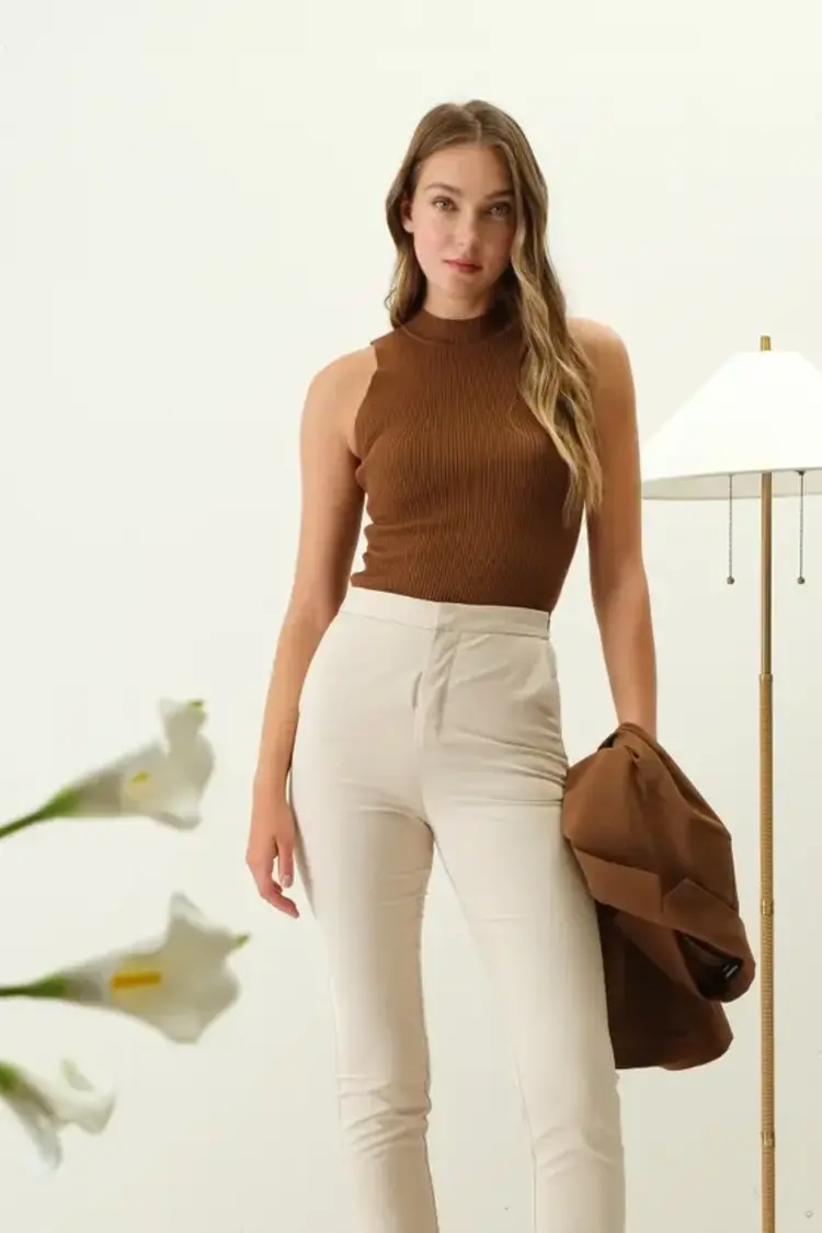 Sleeveless Mock Neck Sweater Top