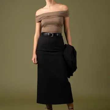 High Waist Back Slit Pencil Maxi Skirt