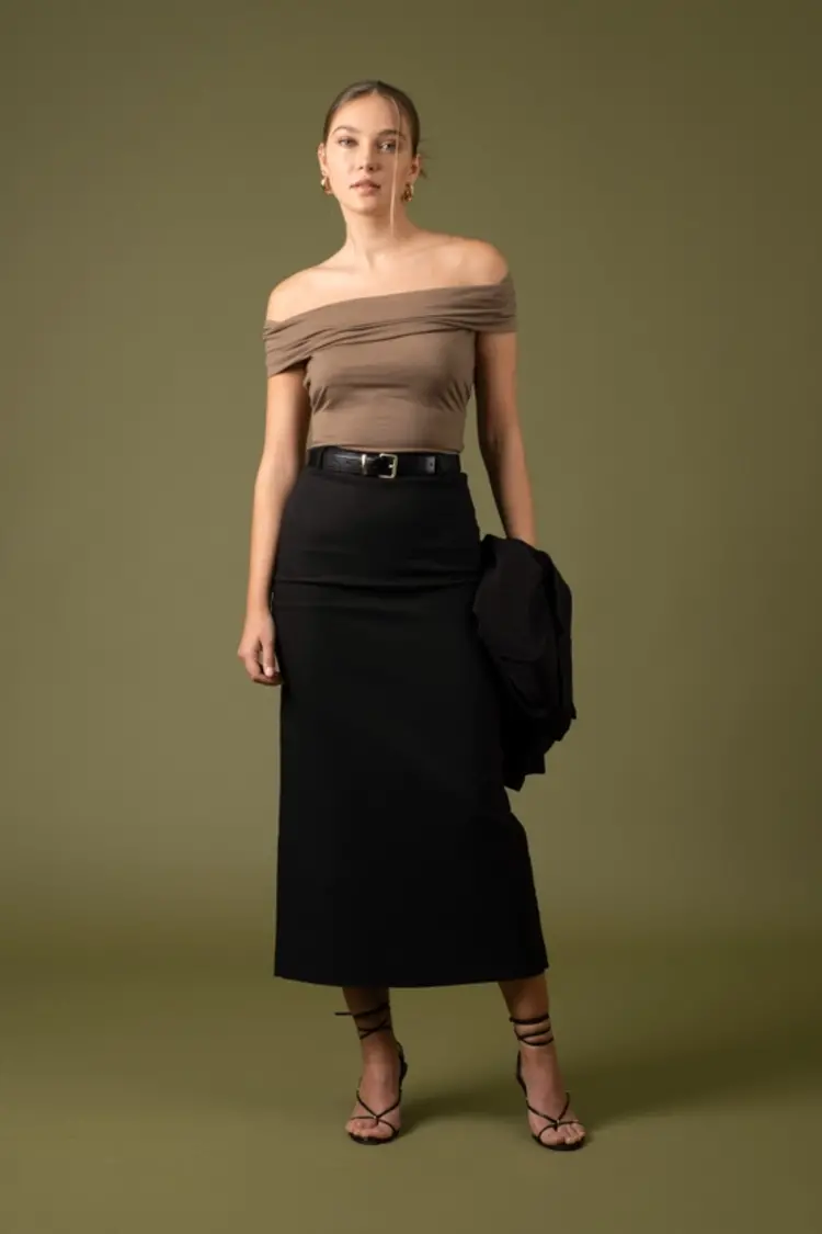 High Waist Back Slit Pencil Maxi Skirt