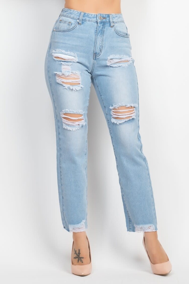 Distressed Mom Denim Jeans
