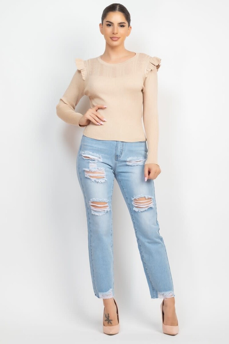 Distressed Mom Denim Jeans